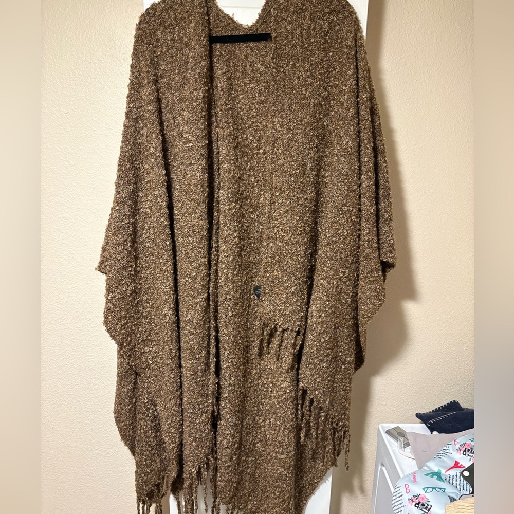 Fuzzy brown long shawl